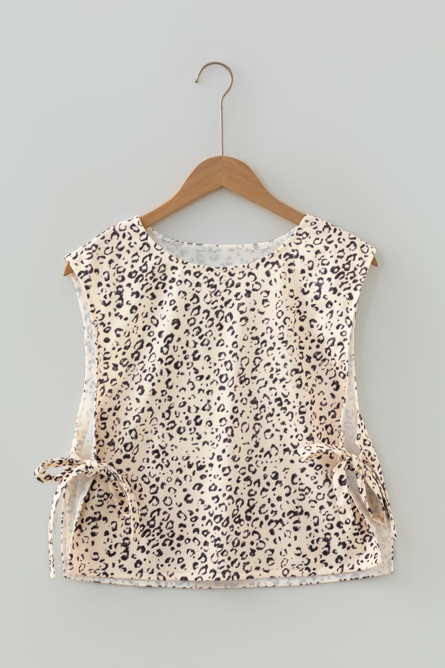 Knot Side Leopard Print Vest - Tops/Vest Tops