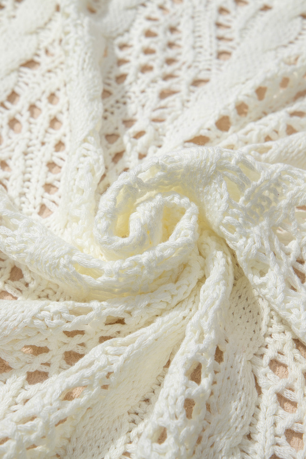 White Fashion Open Knit Hooded Beach Cover Up BB Fashion Outlet