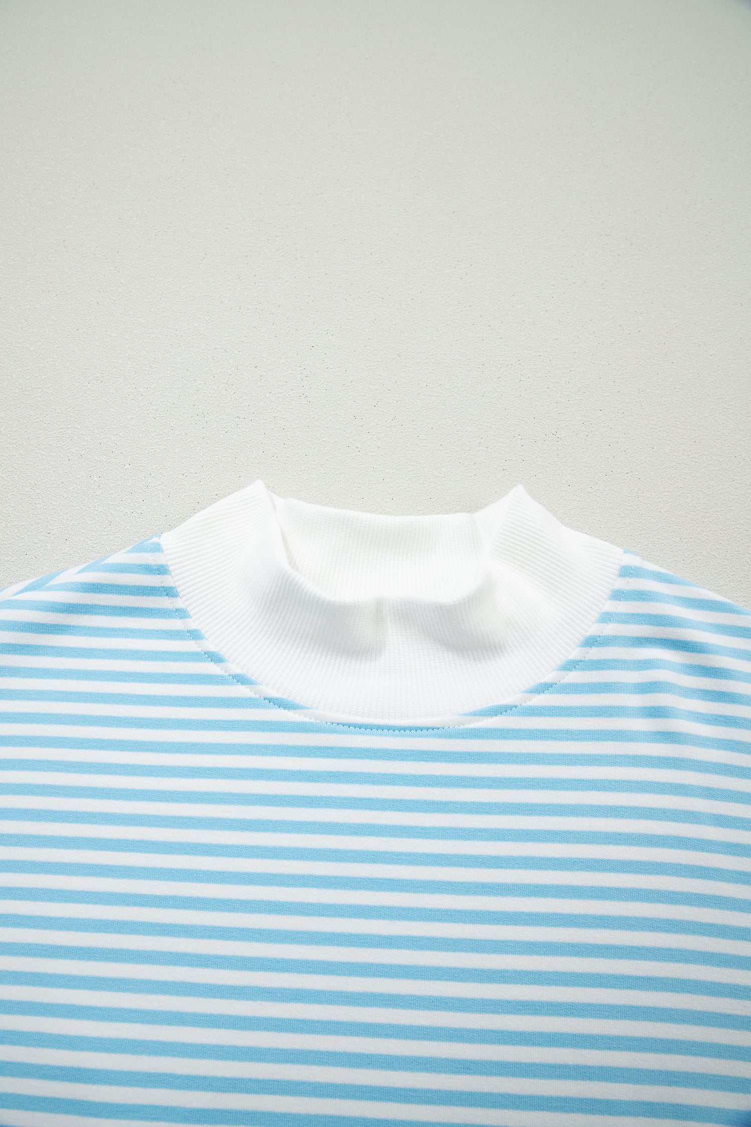 Stripe Oversize Mock Neck Sweatshirt and Shorts Set