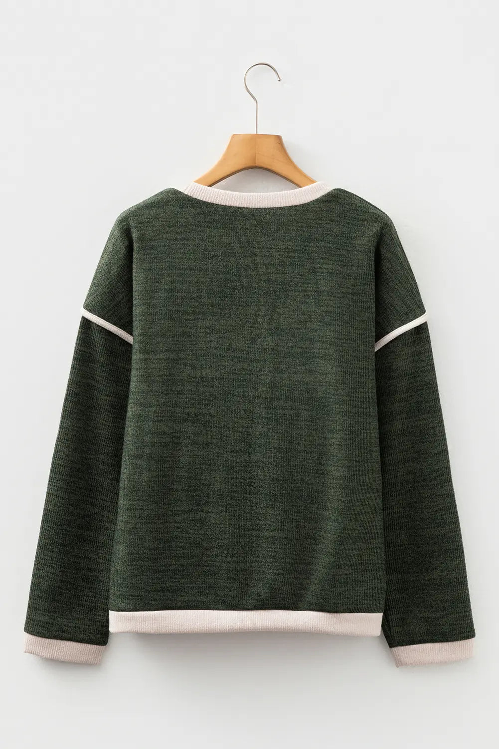 Contrast Colour Trim Knit Drop Shoulder Top