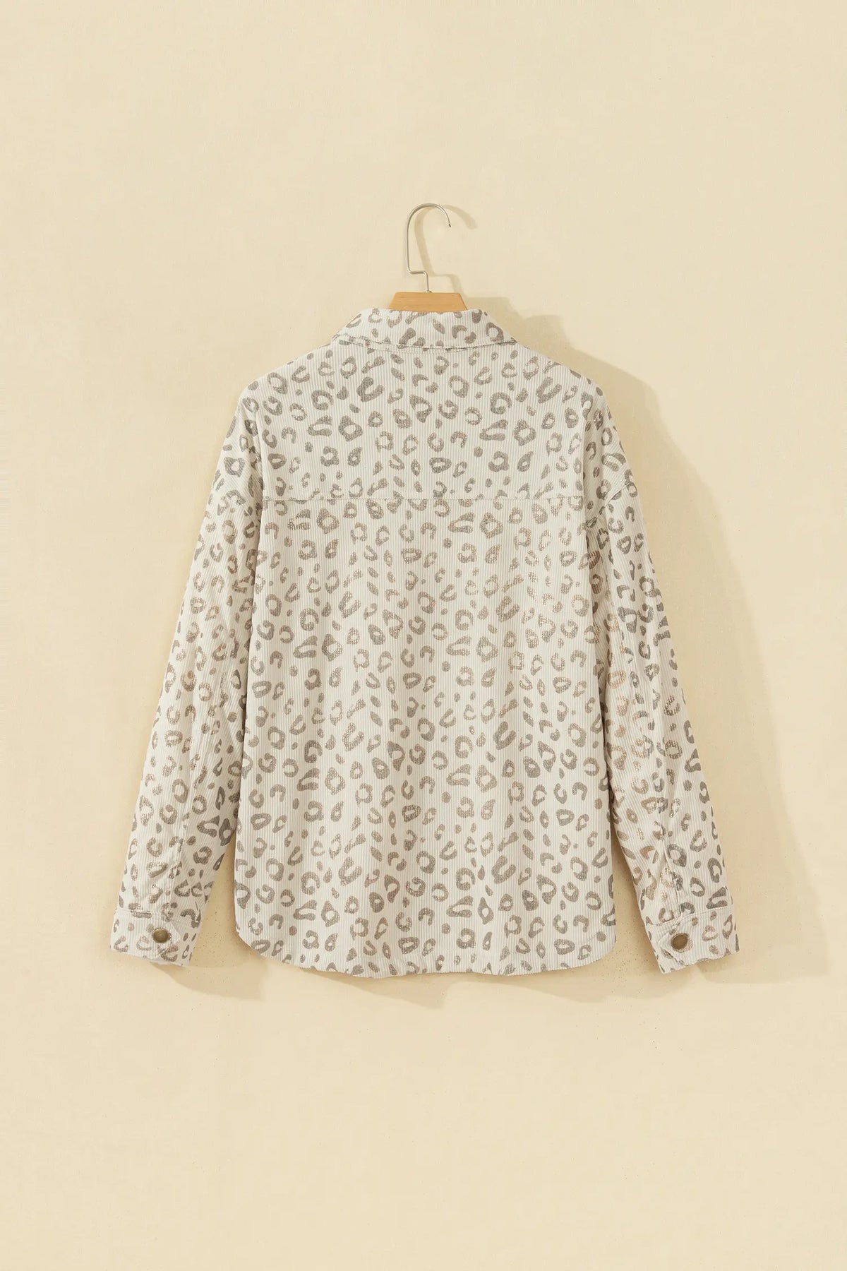 Ribbed Shirt Collar Long Sleeve Regular Fit Jacket