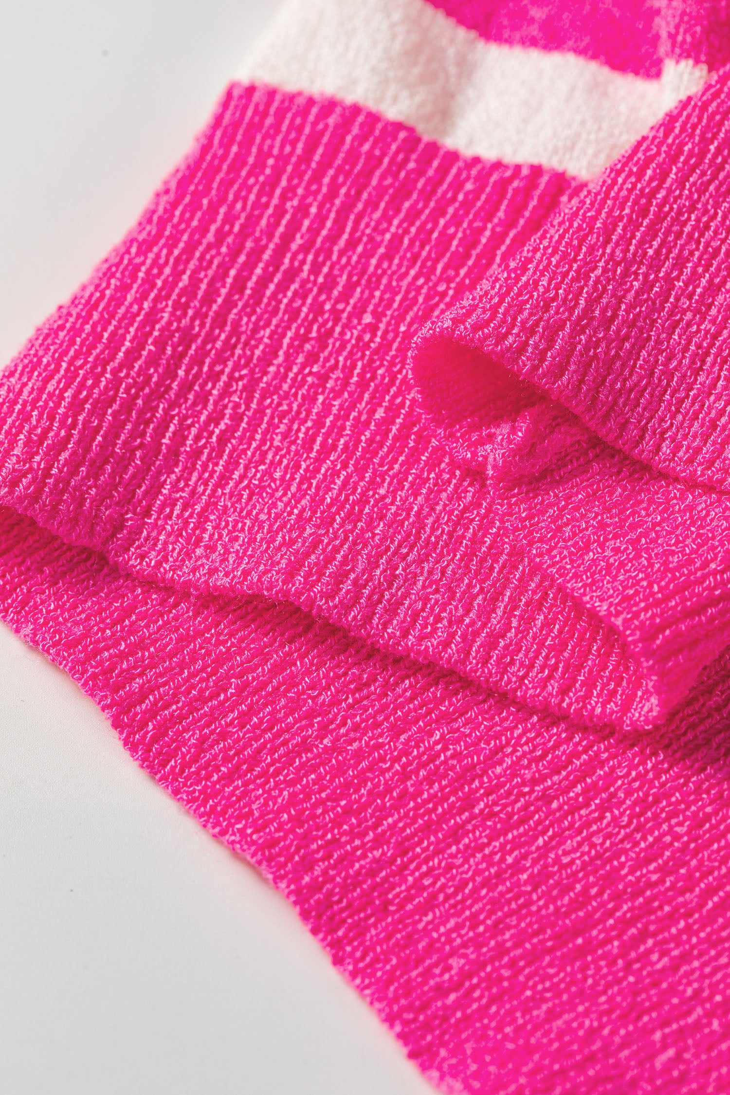 Double Ruffle Short Sleeve Lightweight Knit Sweater – Rose Stripe