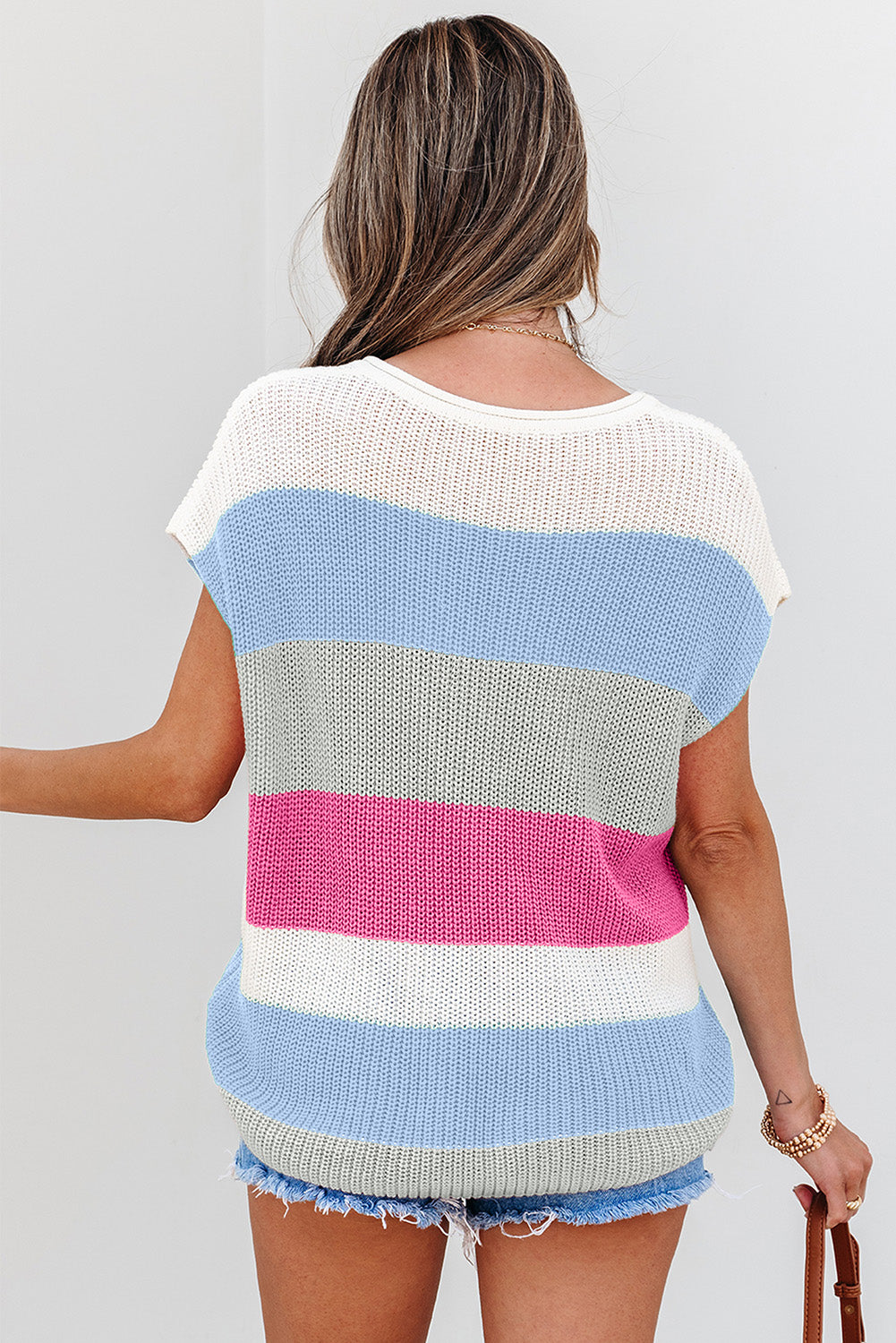 Light Blue V Neck Sweater Top eAura