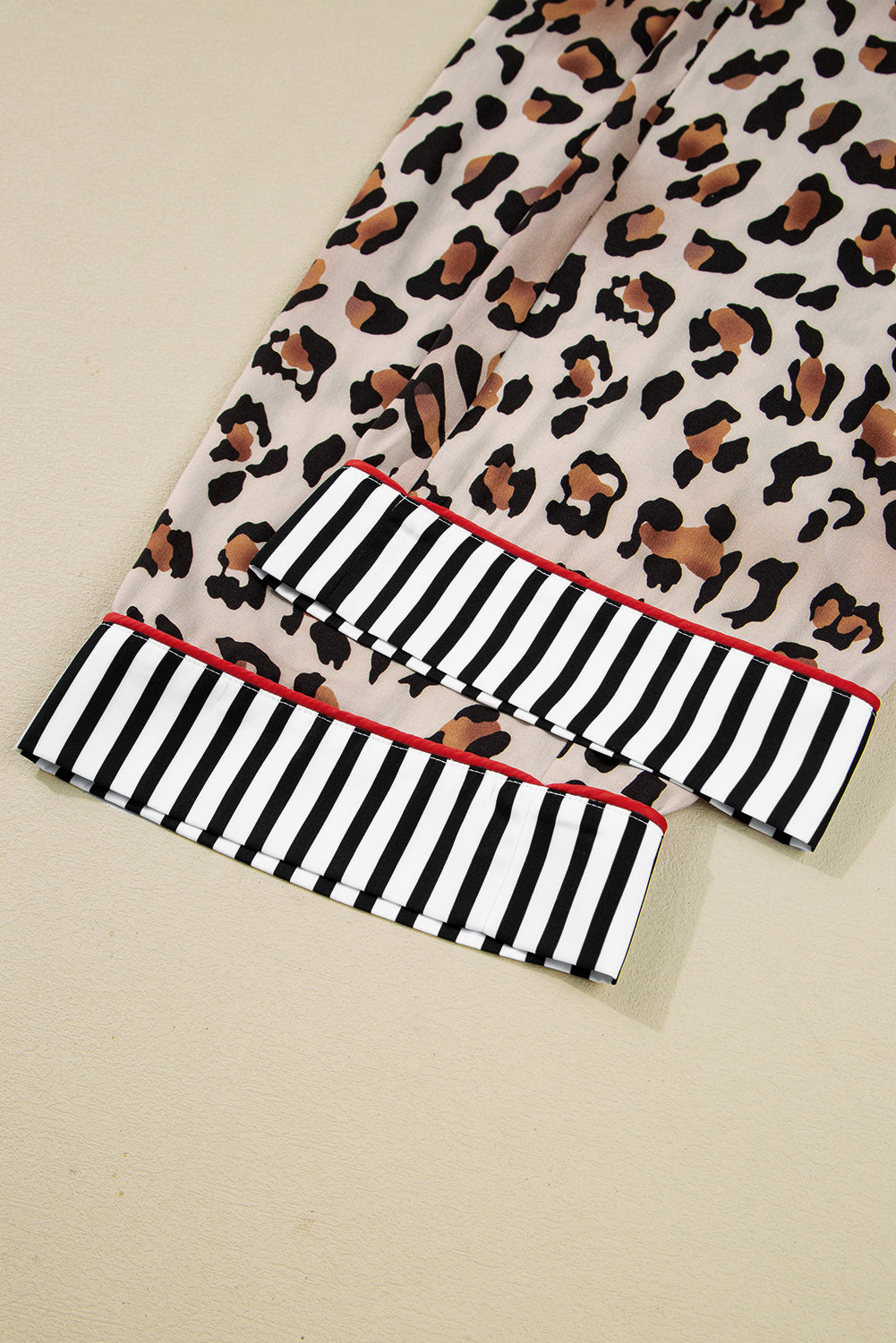 Leopard Print Striped Edge Shirt Pyjama Set - eAura