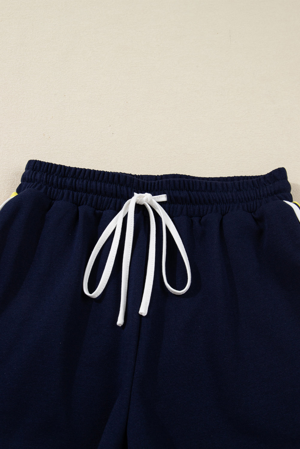 Colourful Striped Accent Varsity Long Sleeve Pullover and Shorts Co-ord Set