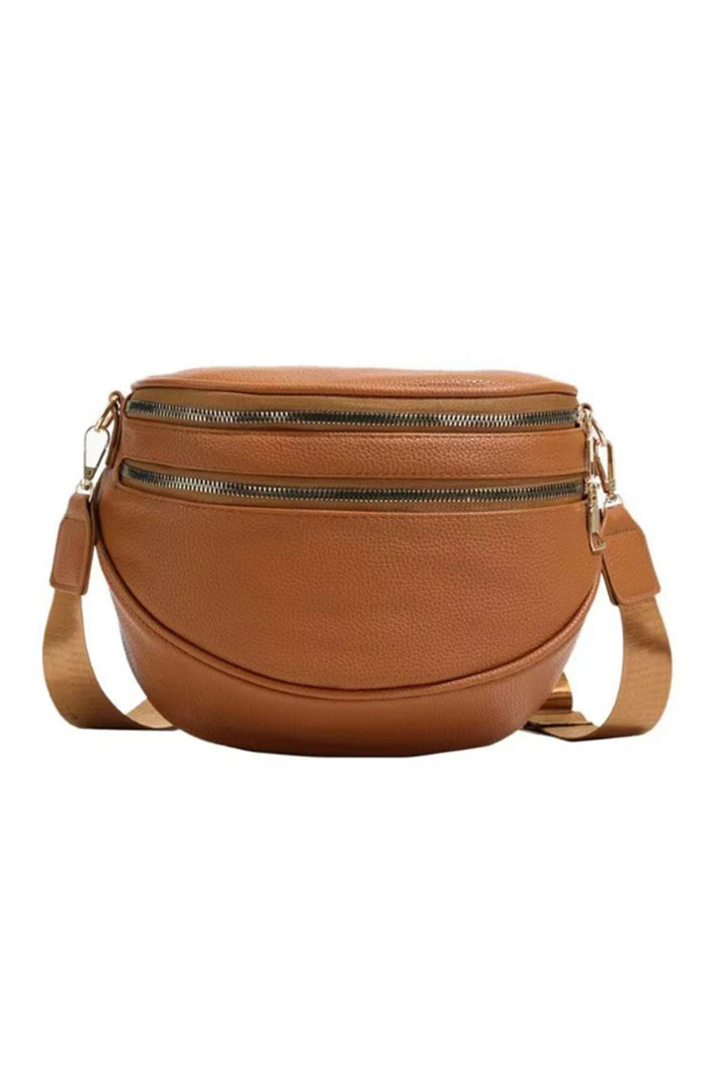 PU Leather Double Zipper Crossbody Bag