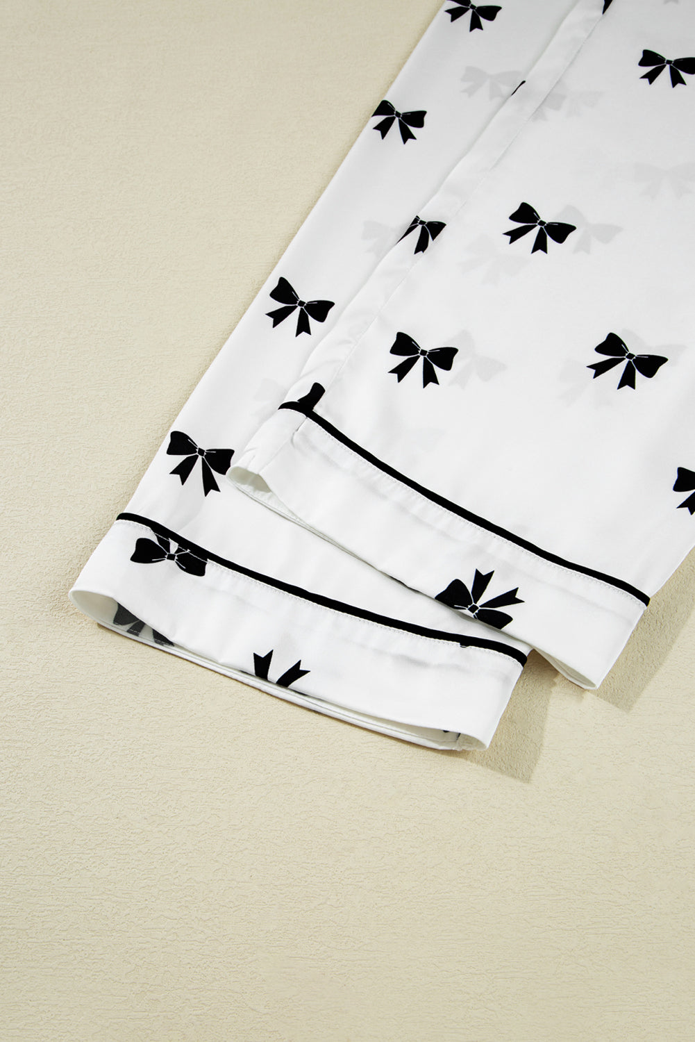 White Bows Print Two Piece Pyjama Set - eAura
