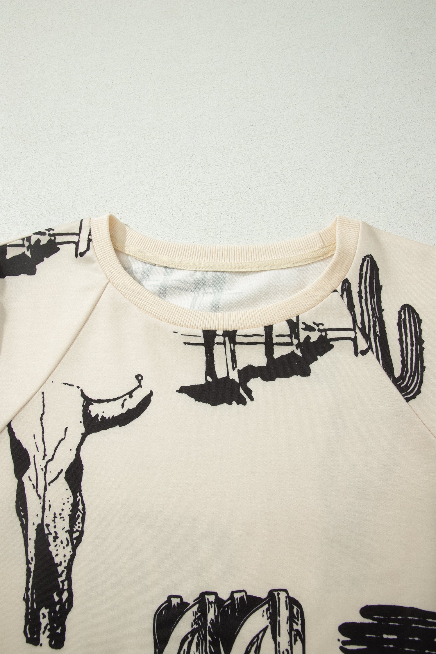 Retro Western Print T Shirt – Beige