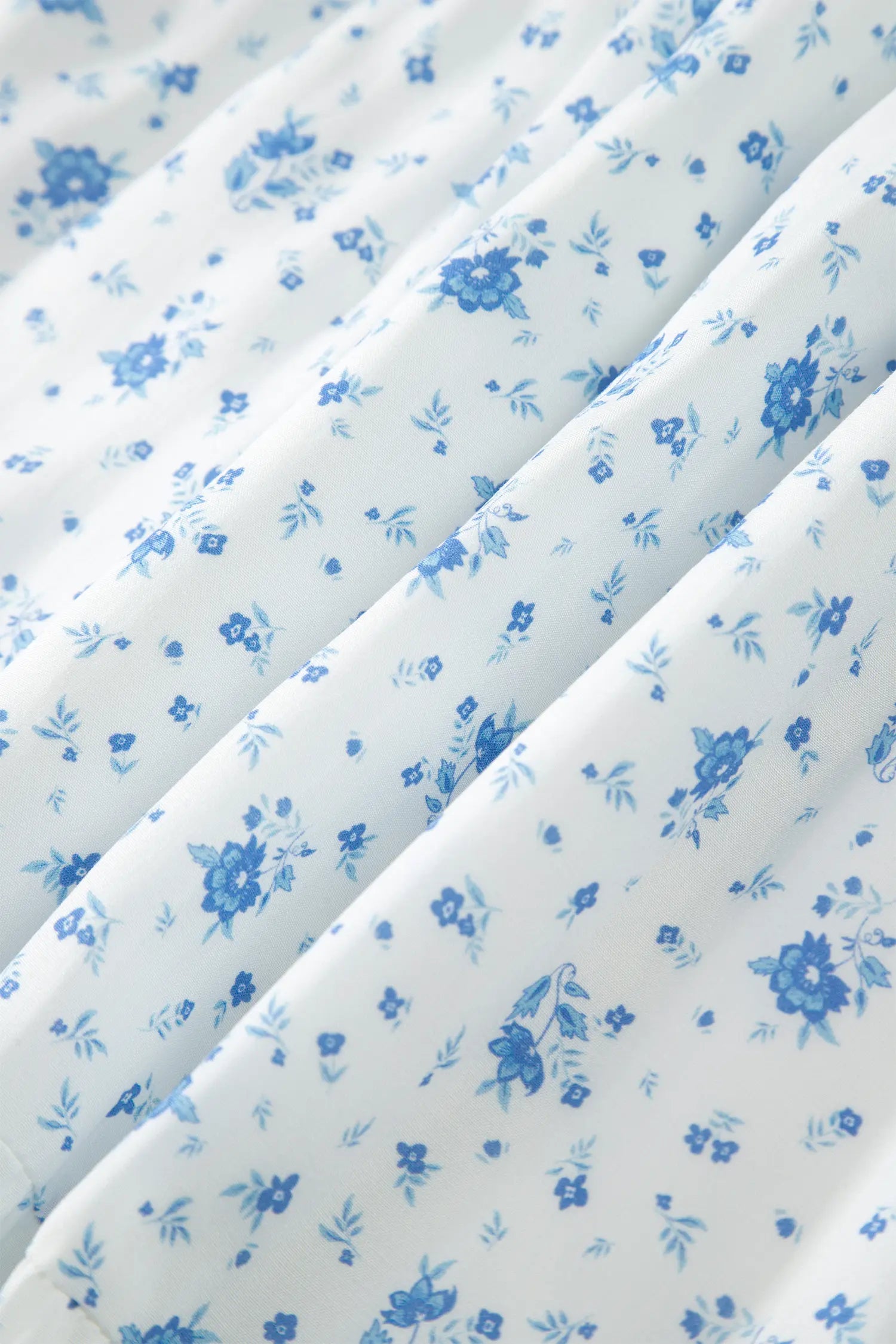 High Waist Tiny Floral Print Boho Maxi Skirt – Sky Blue