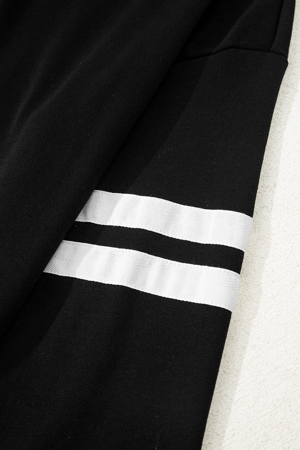 Varsity Striped Sleeve Drop Shoulder Sweatshirt and Shorts Co-ord Set eAura