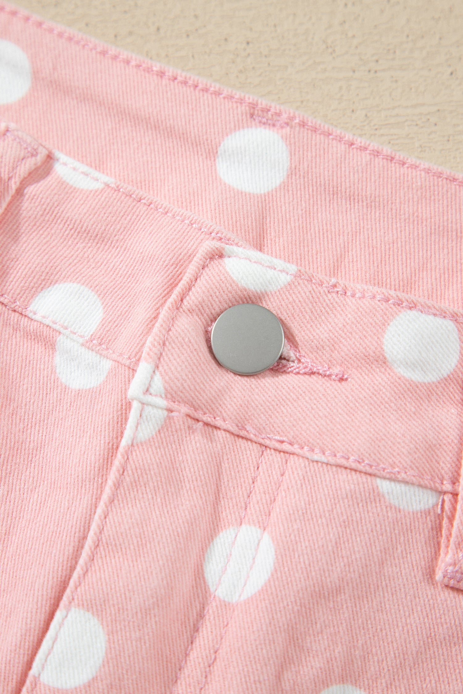 Polka Dot Casual Slim Fit Jeans – Pink