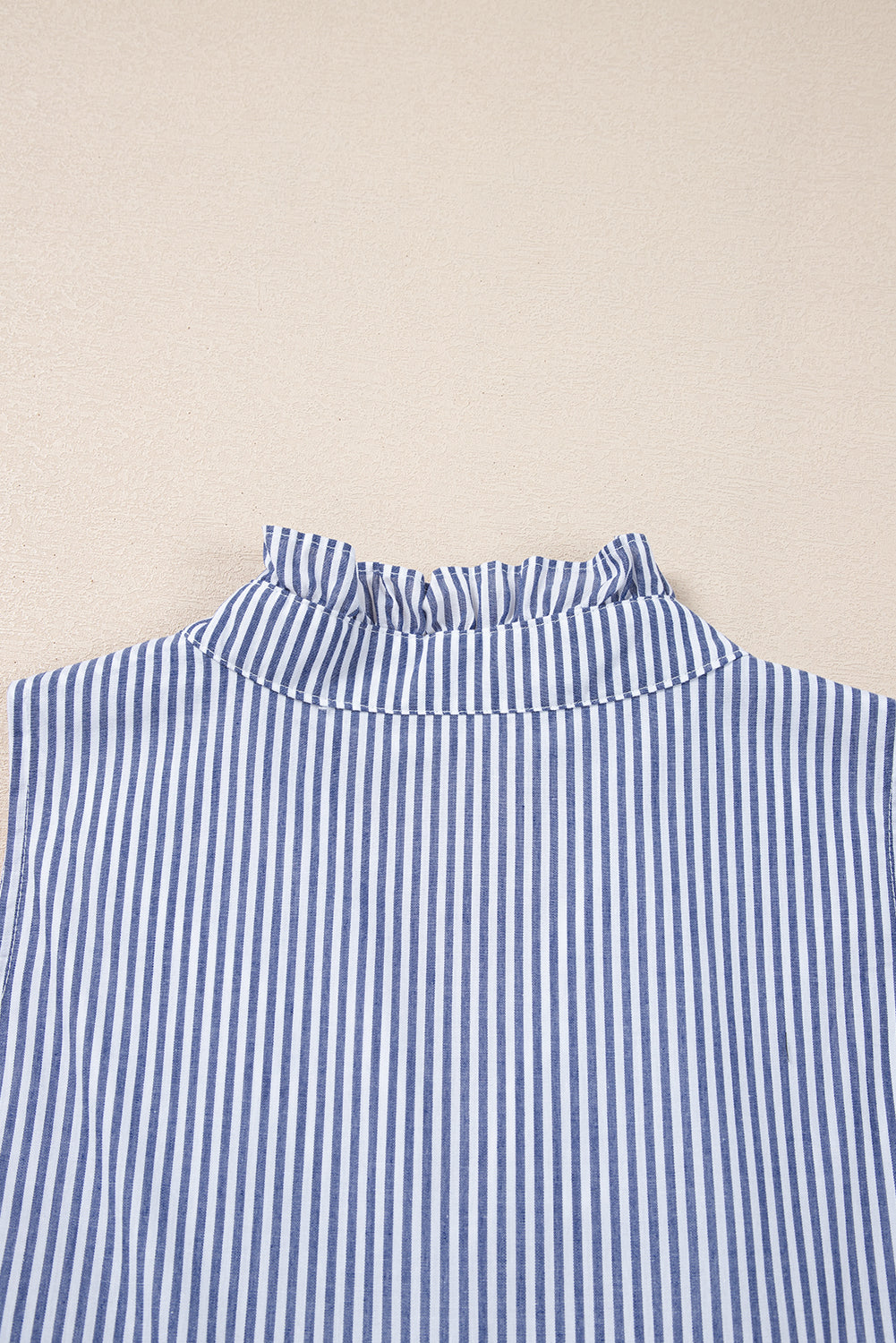 Blue Stripe Sleeveless Notched V Neck Contrast Ric Rac Mini Dress eAura