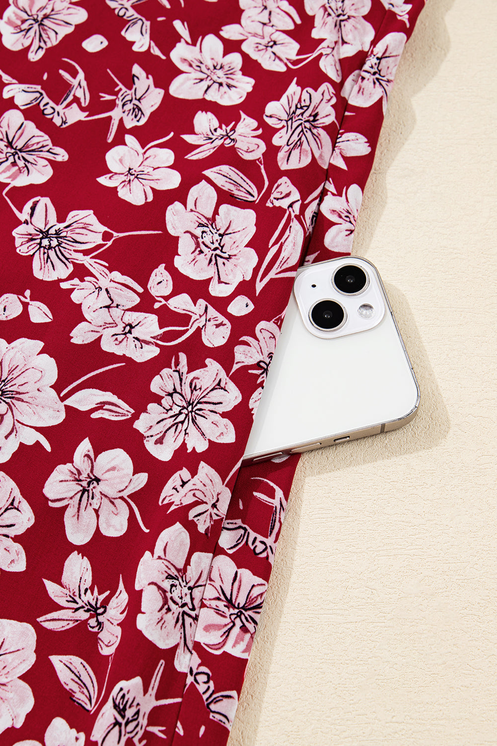 Purple Plus Floral Balloon Sleeve V Neck Relaxed Dress - eAura