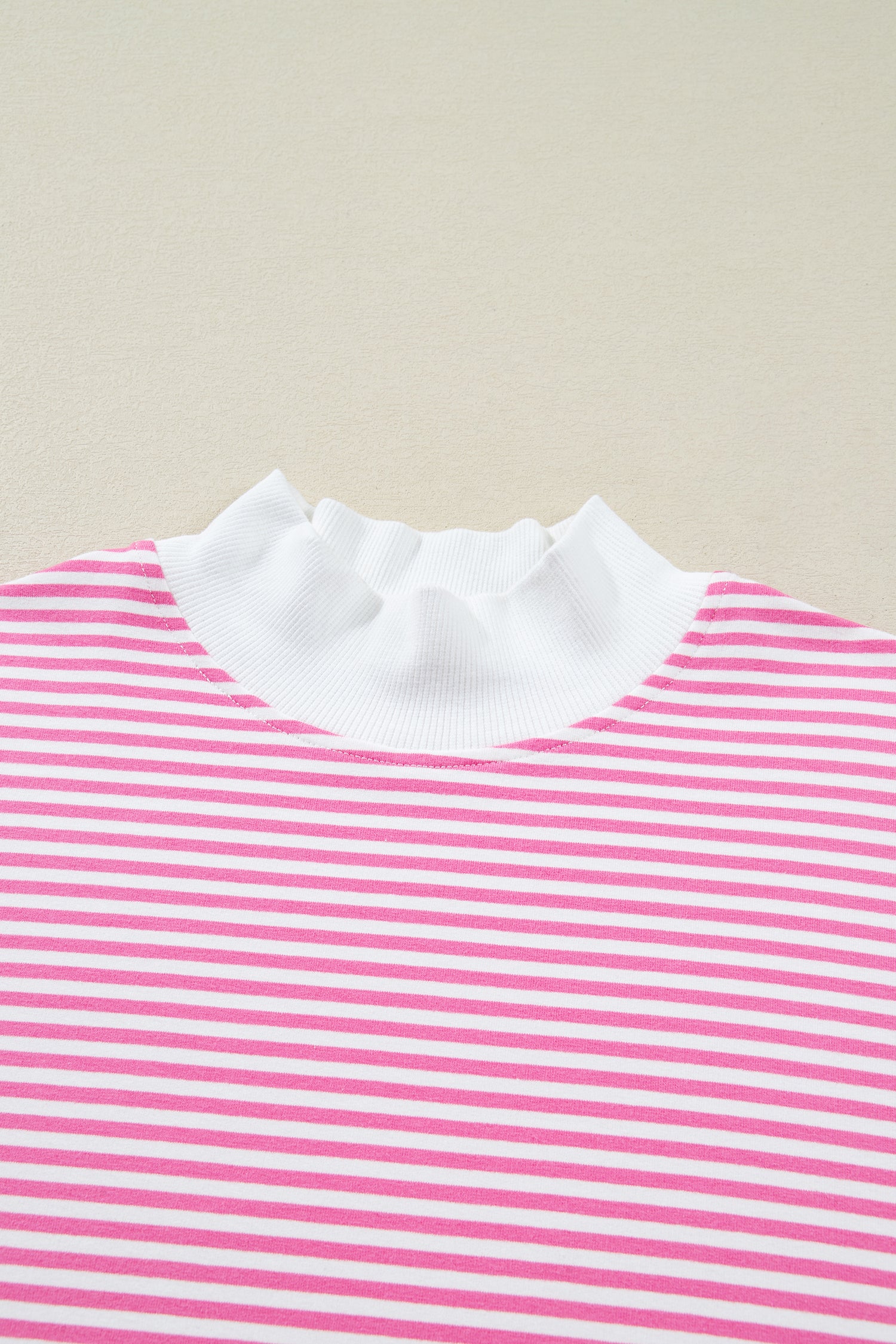 Stripe Oversize Mock Neck Sweatshirt and Shorts Set