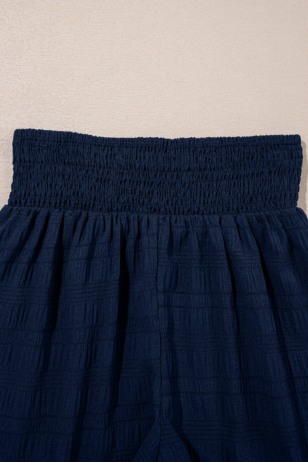 Textured Square Neck Top and Shirred High Waist Shorts Co-ord Set eAura