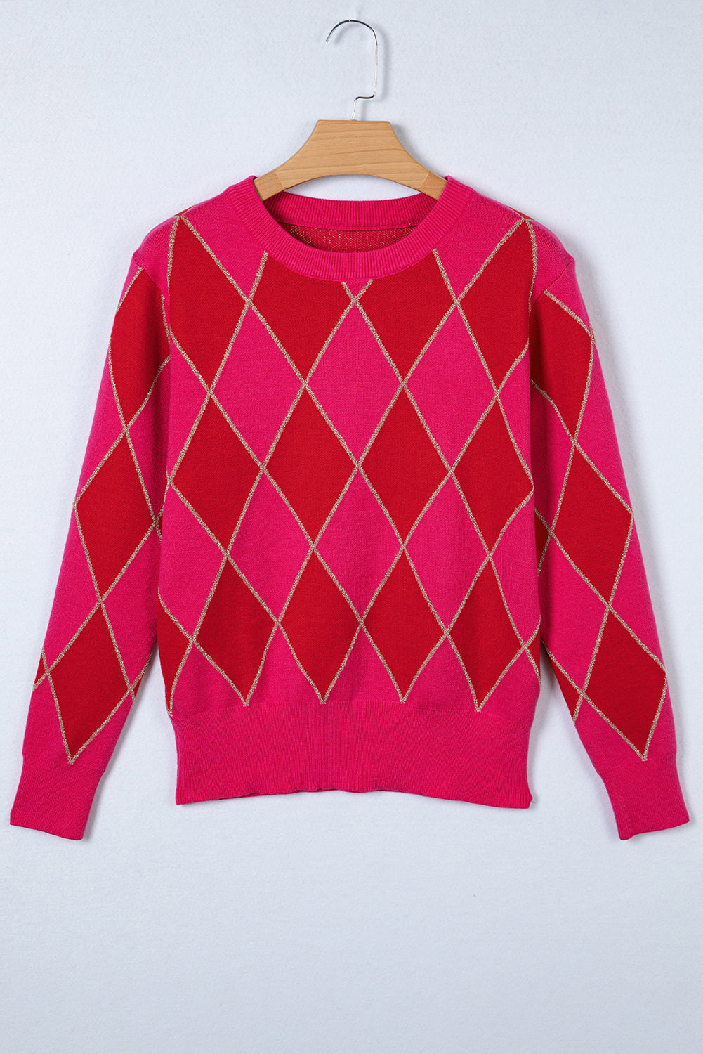 Glitter Rhombus Pattern Knit Casual Sweater - Sweaters & Cardigans/Sweaters