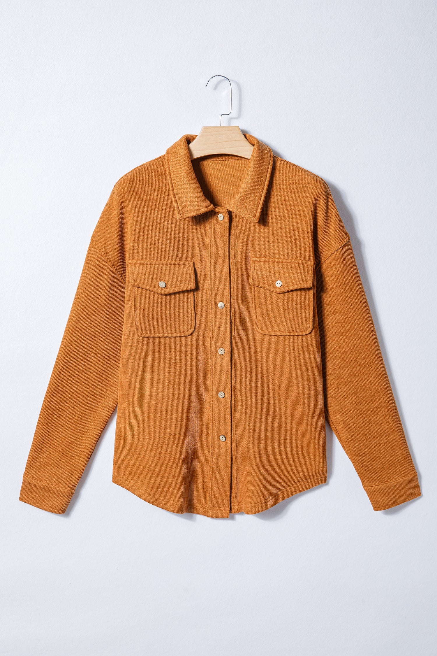 Orange Pocket Textured Casual Shacket - eAura