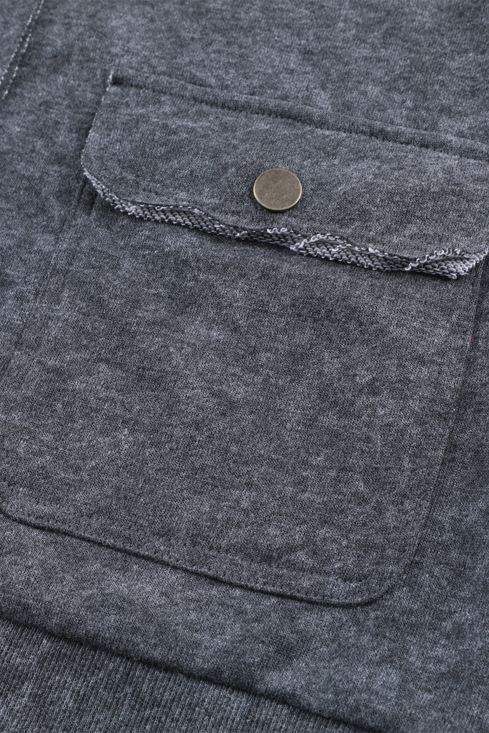Grey Vintage Washed Flap Pocket Button Shacket eAura