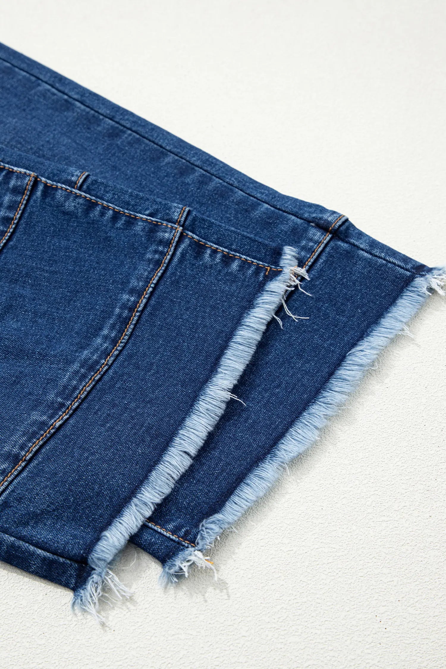 Sky Blue Chic Seam Detail Raw Hem Ankle Length Jeans
