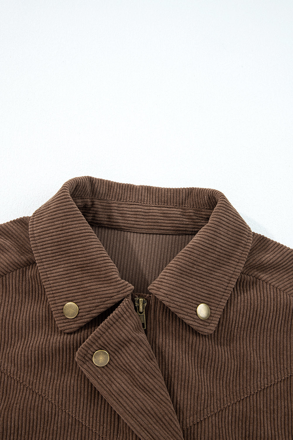 Zip Up Lapel Collar Soft Corduroy Jacket eAura