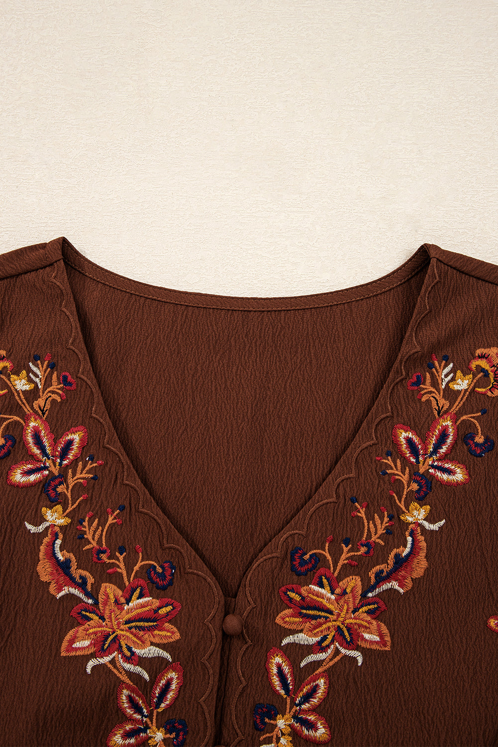 Embroidered Tassel Tie Waist Long Sleeve Mini Dress - eAura