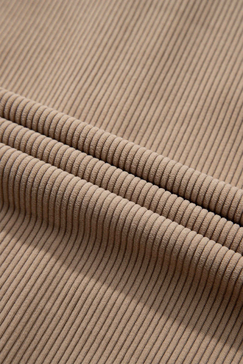 Pale Khaki Hooded Drawstring Pockets Corduroy Shacket eAura