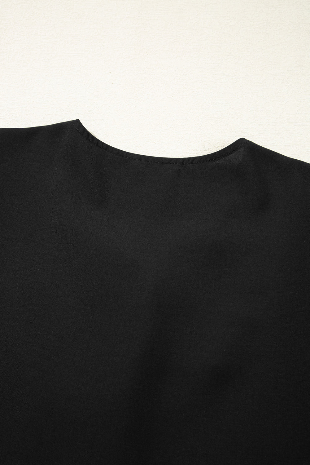 Black Puff Sleeve Bowknot Front Peplum Blouse eAura
