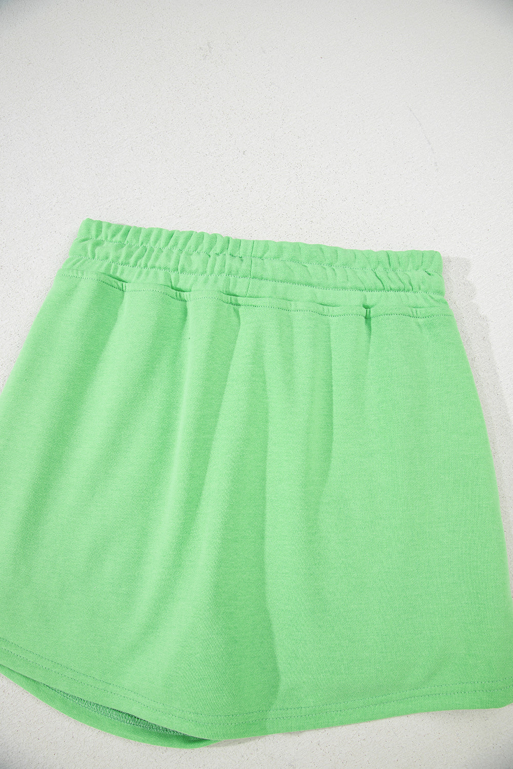 Light Green French Terry Drawstring Mini Skort with Pockets eAura