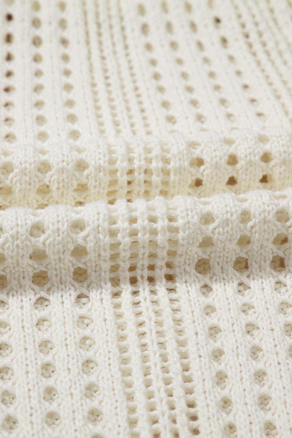 Beige Open Knit Drawstring Waist Beach Dress BB Fashion Outlet