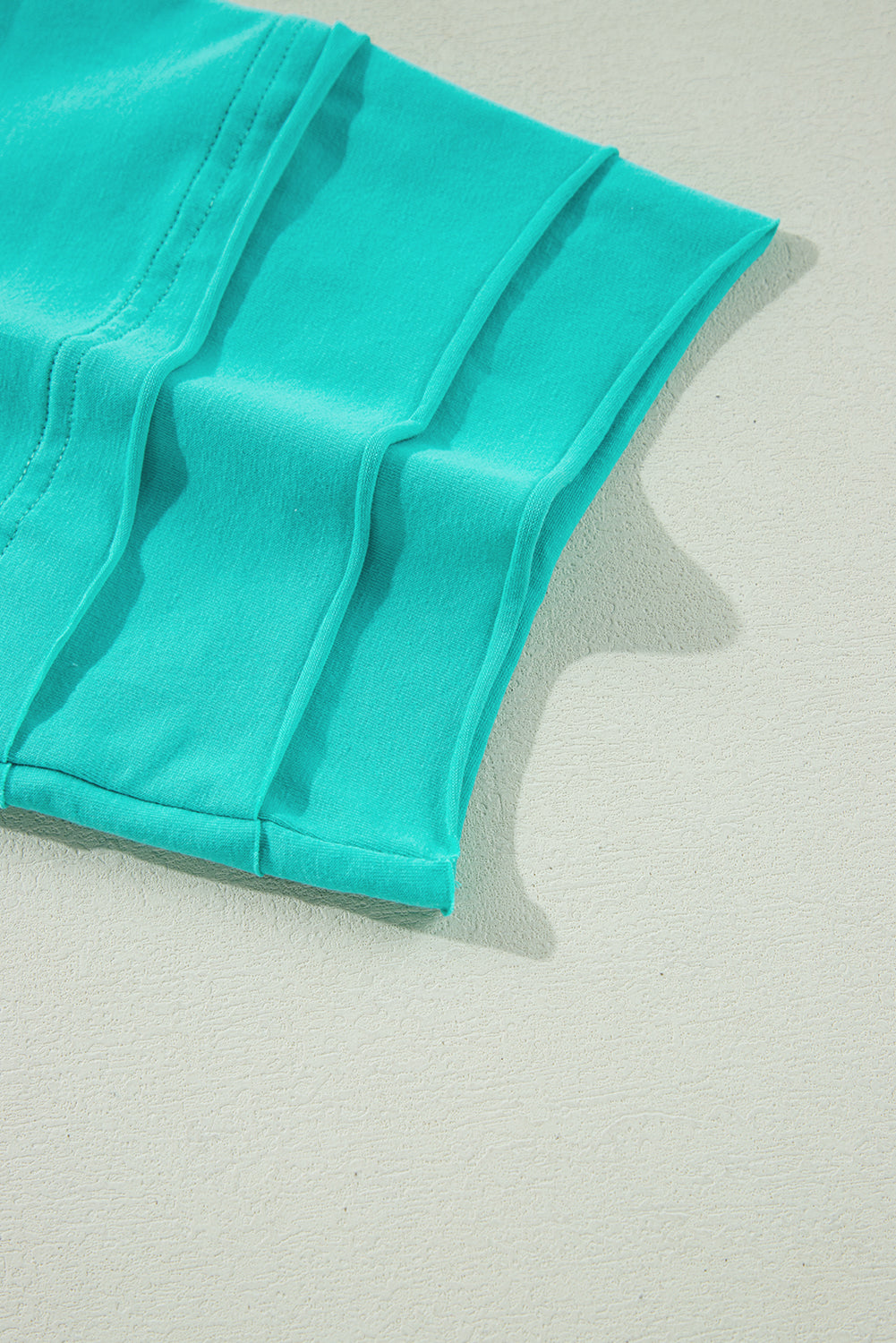 Mint Green Solid Colour Half Sleeve Buttons Henley Top - eAura