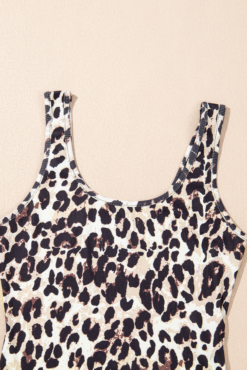 Brown Leopard Print U Neck Sleeveless Bodysuit eAura