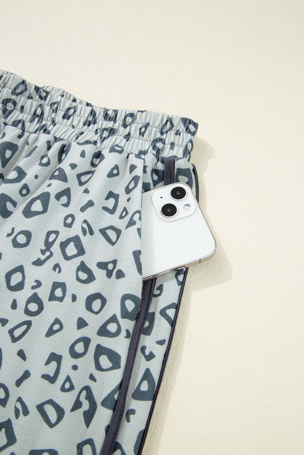 Grey Leopard High Waist Side Bow Straight Leg eAura