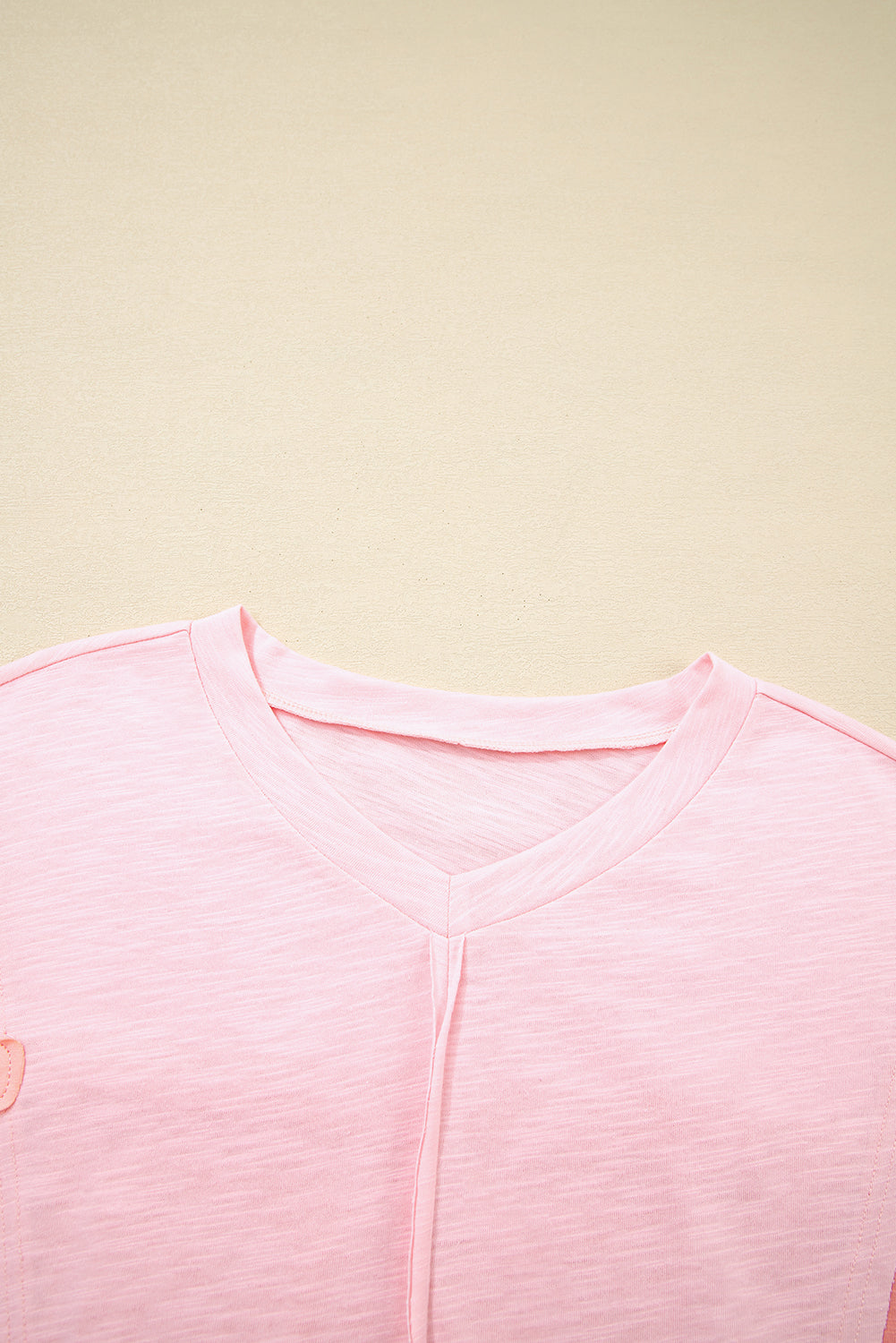 Flower Patched Exposed Seam Bracelet Sleeve Oversized T-Shirt - eAura