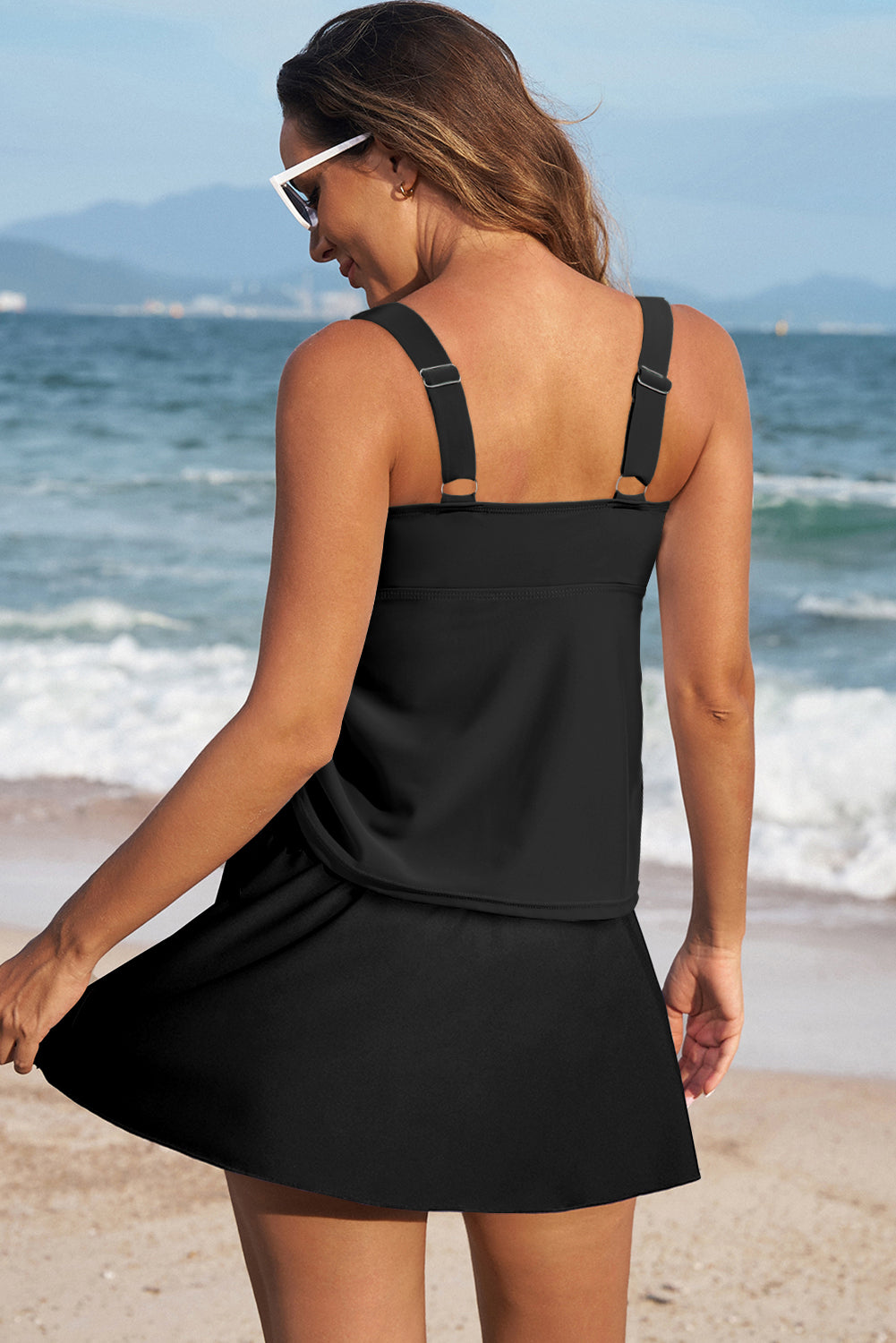 Scoop Neck Adjustable Tankini and Matching Skort Swimsuit - Swimwear/Tankinis