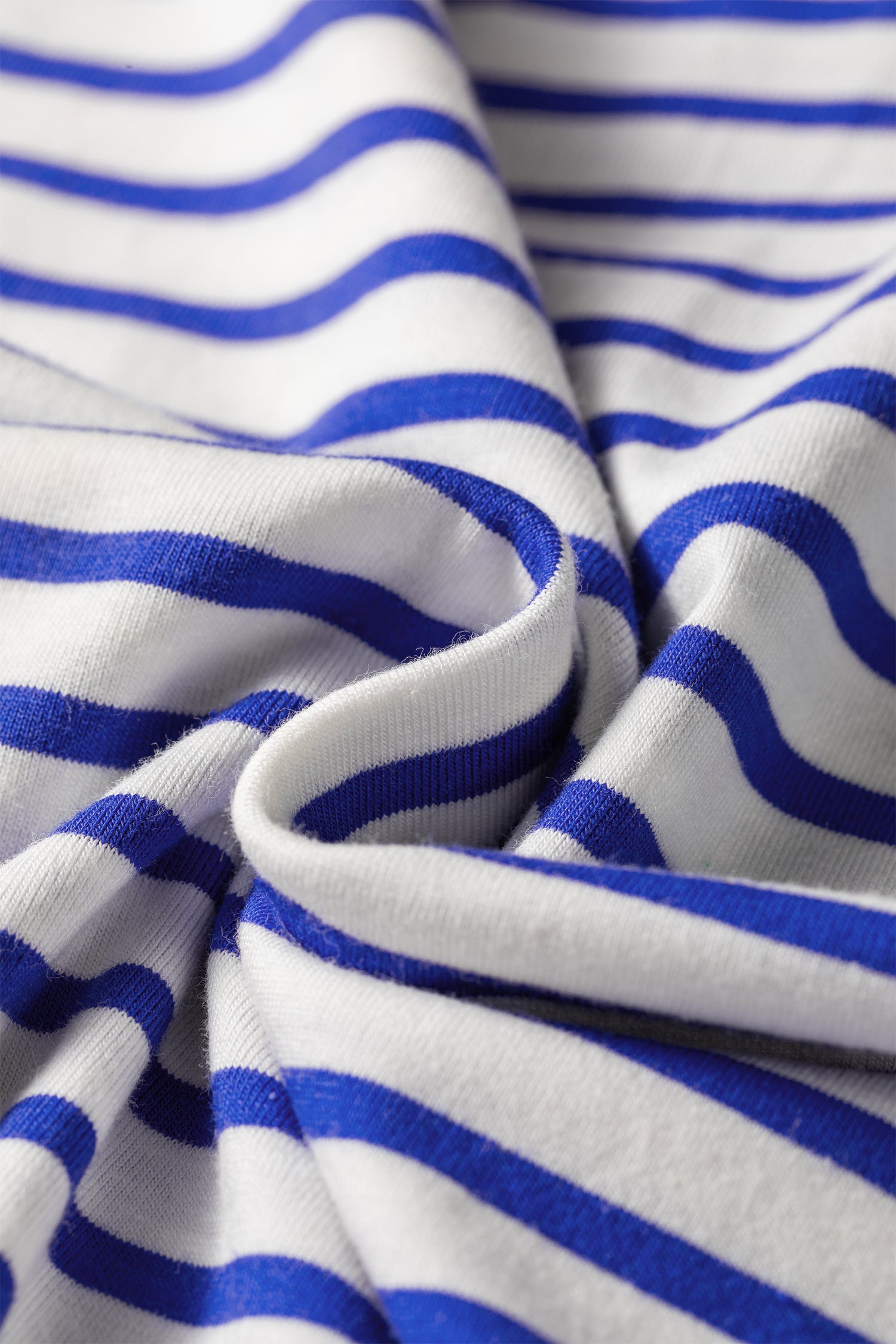 Contrast Trim Round Neck Cap Sleeve Tee – Blue Stripe