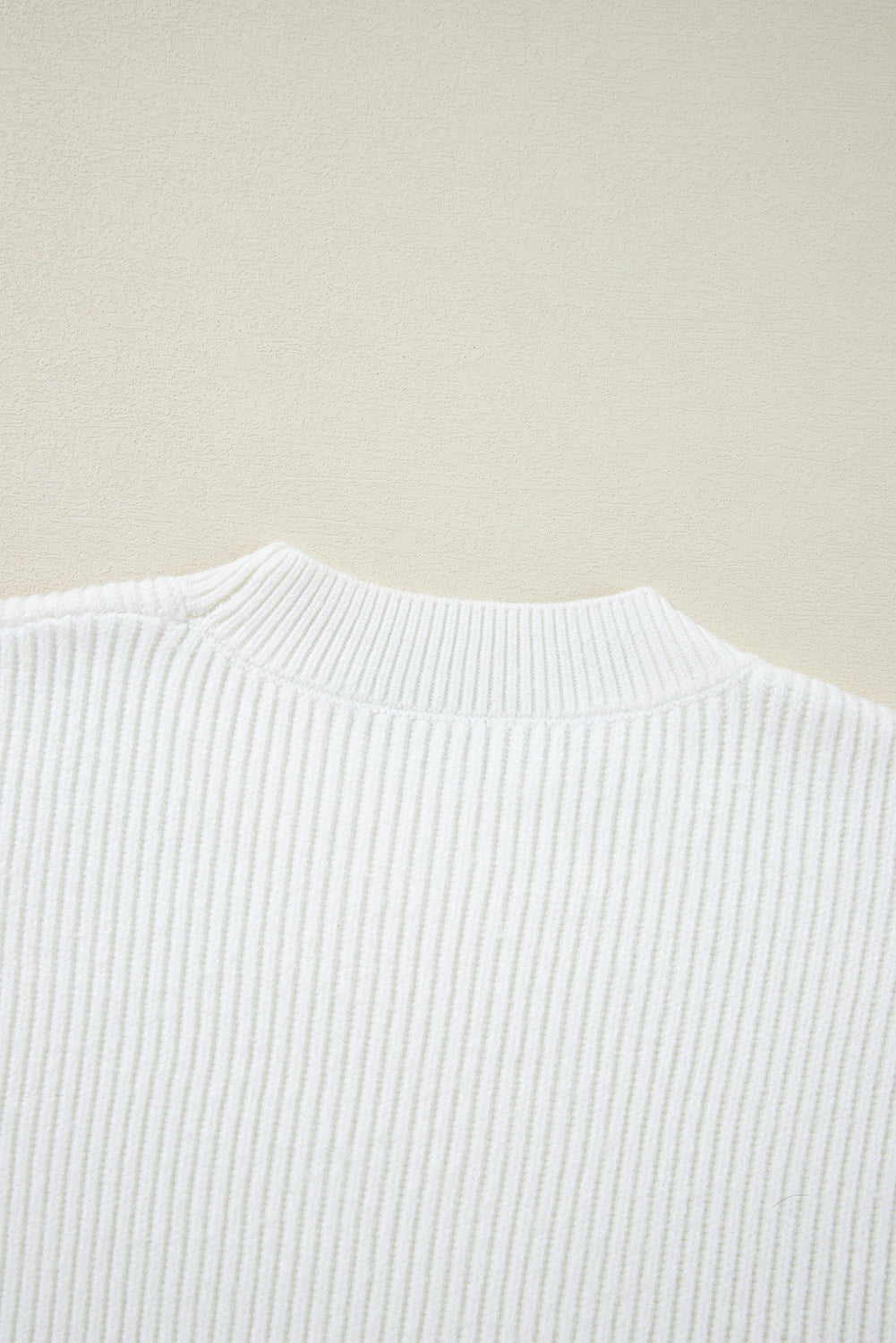 Beige Sequin Heart Shape Waffle Knit Round Neck Sweater eAura
