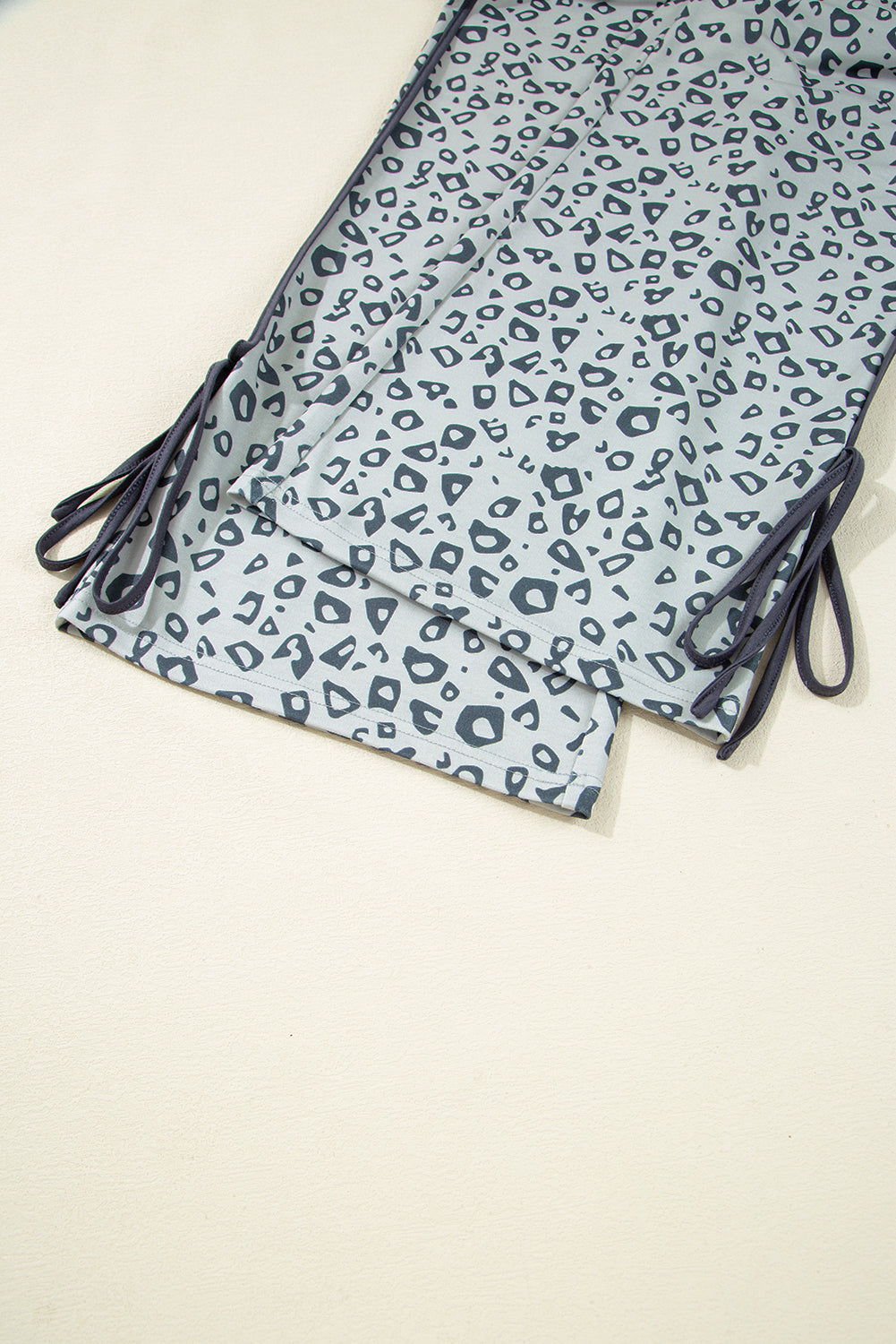 Grey Leopard High Waist Side Bow Straight Leg eAura