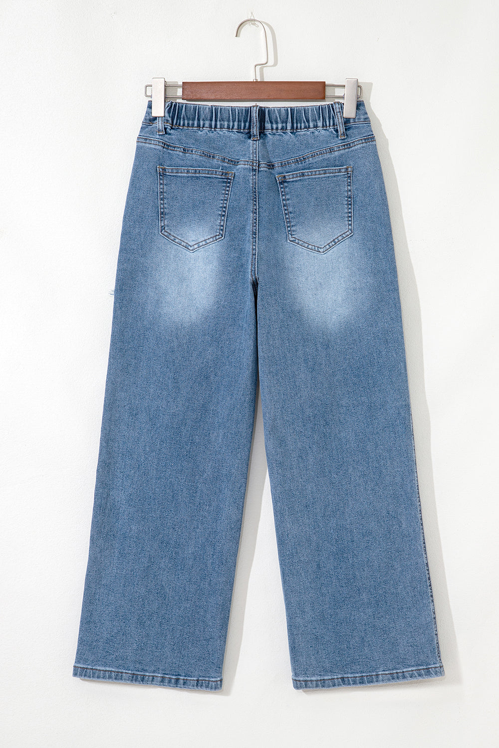 Stone Blue Star Patchwork Cropped Wide Leg High Waist Jeans eAura