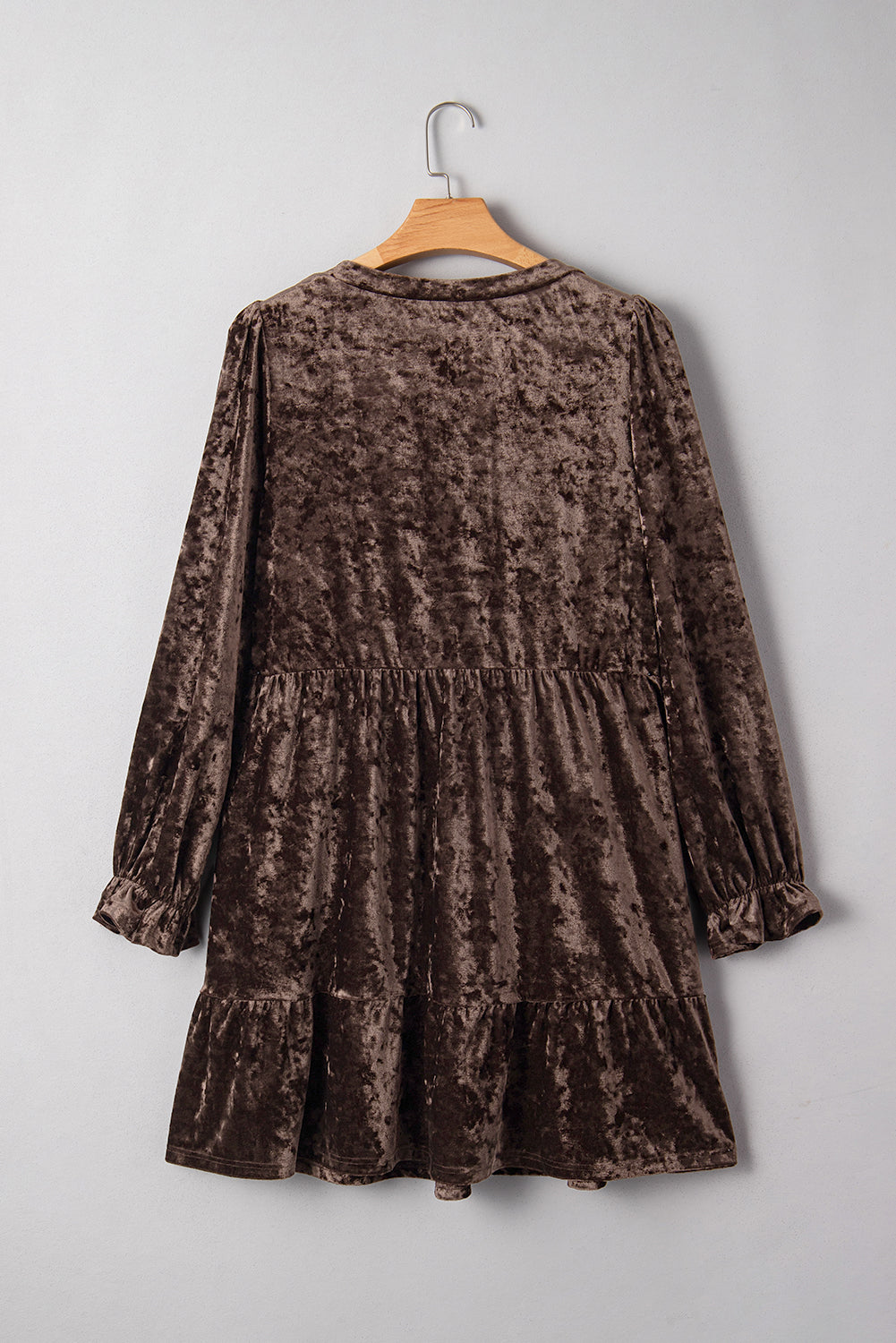 Plus Size Velvet Babydoll Mini Dress with Puff Sleeve eAura