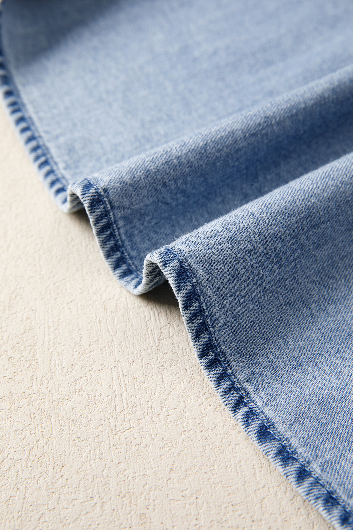 Puff Sleeve Ruffled Denim Mini Dress – Blue