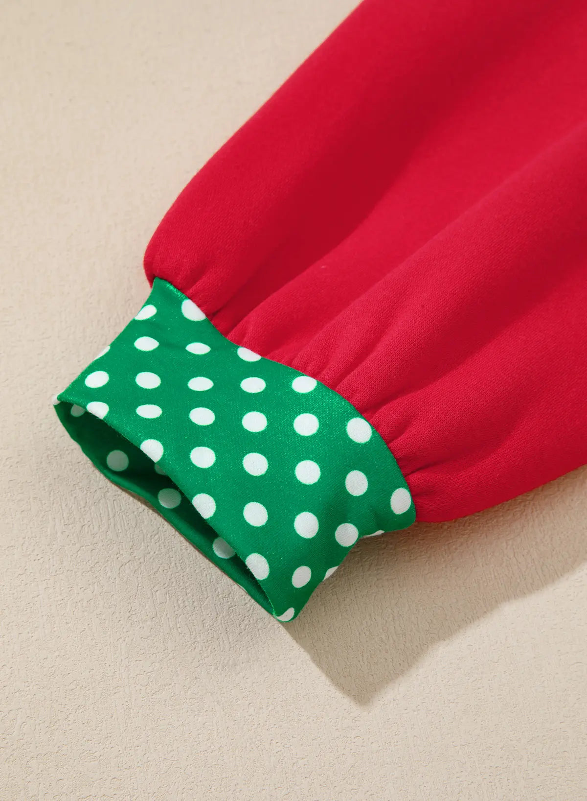 Polka Dot Patchwork Round Neck Plus Size Sweatshirt – Racing Red