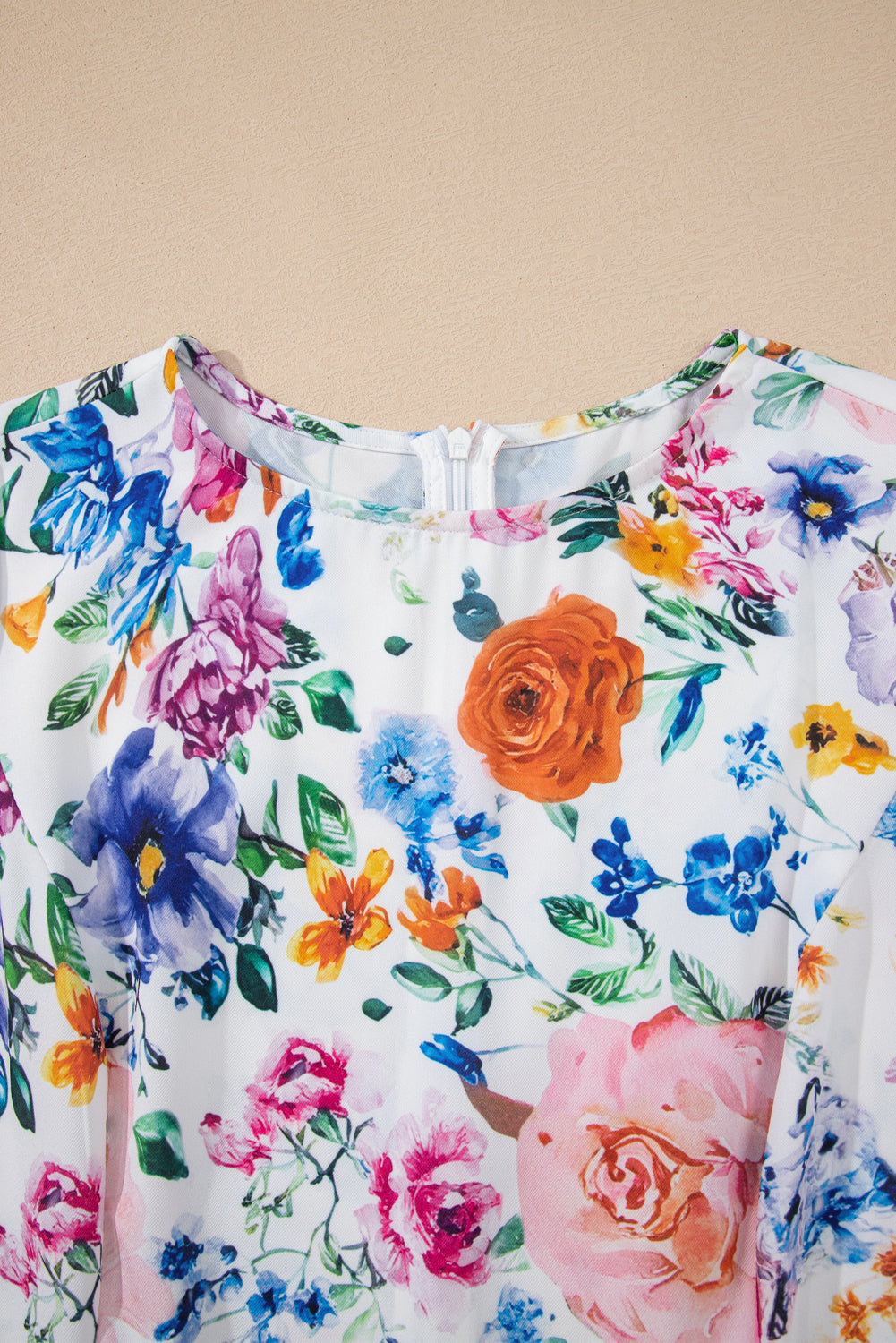 Sky Blue Vibrant Floral Print Cap Sleeve Mini Dress eAura