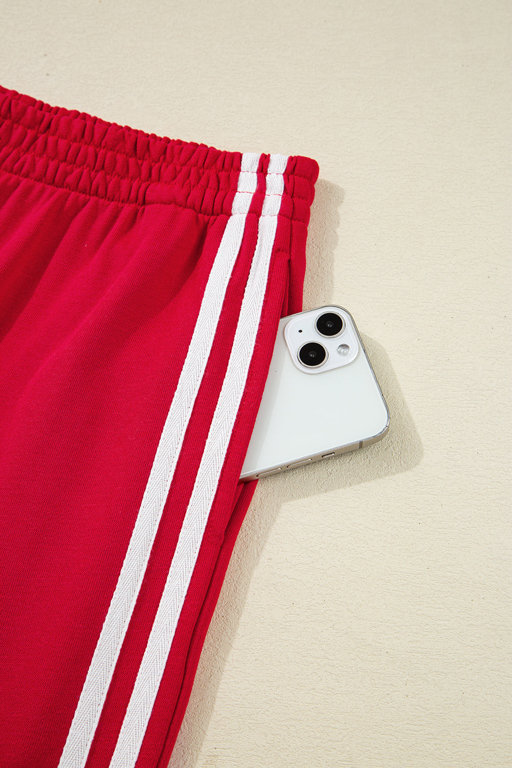 Varsity Striped Detail Crewneck Pullover Elastic Sweatpants 2pcs Co-ord eAura