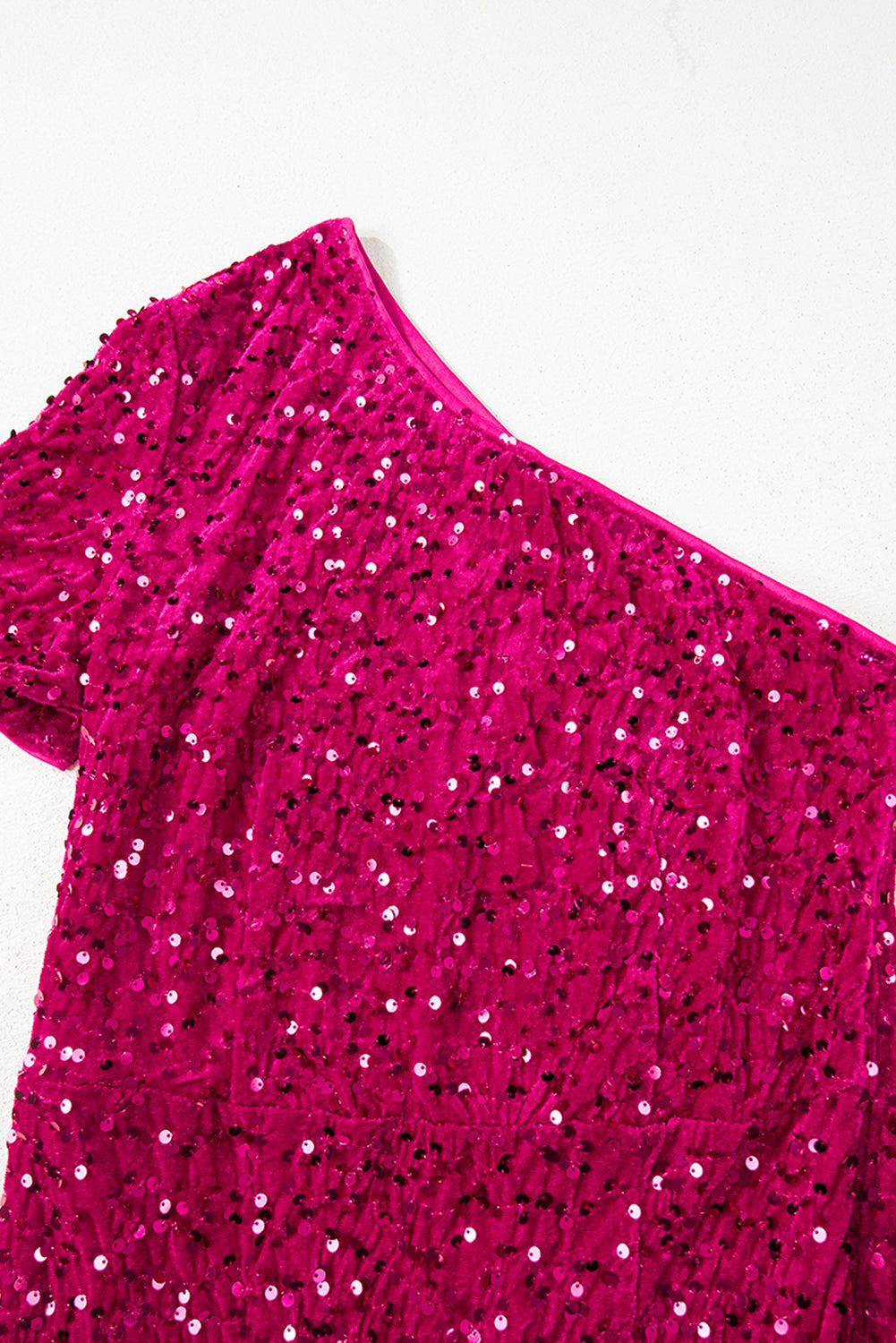 Pink One Shoulder Thigh High Split Bodycon Sequin Gown eAura