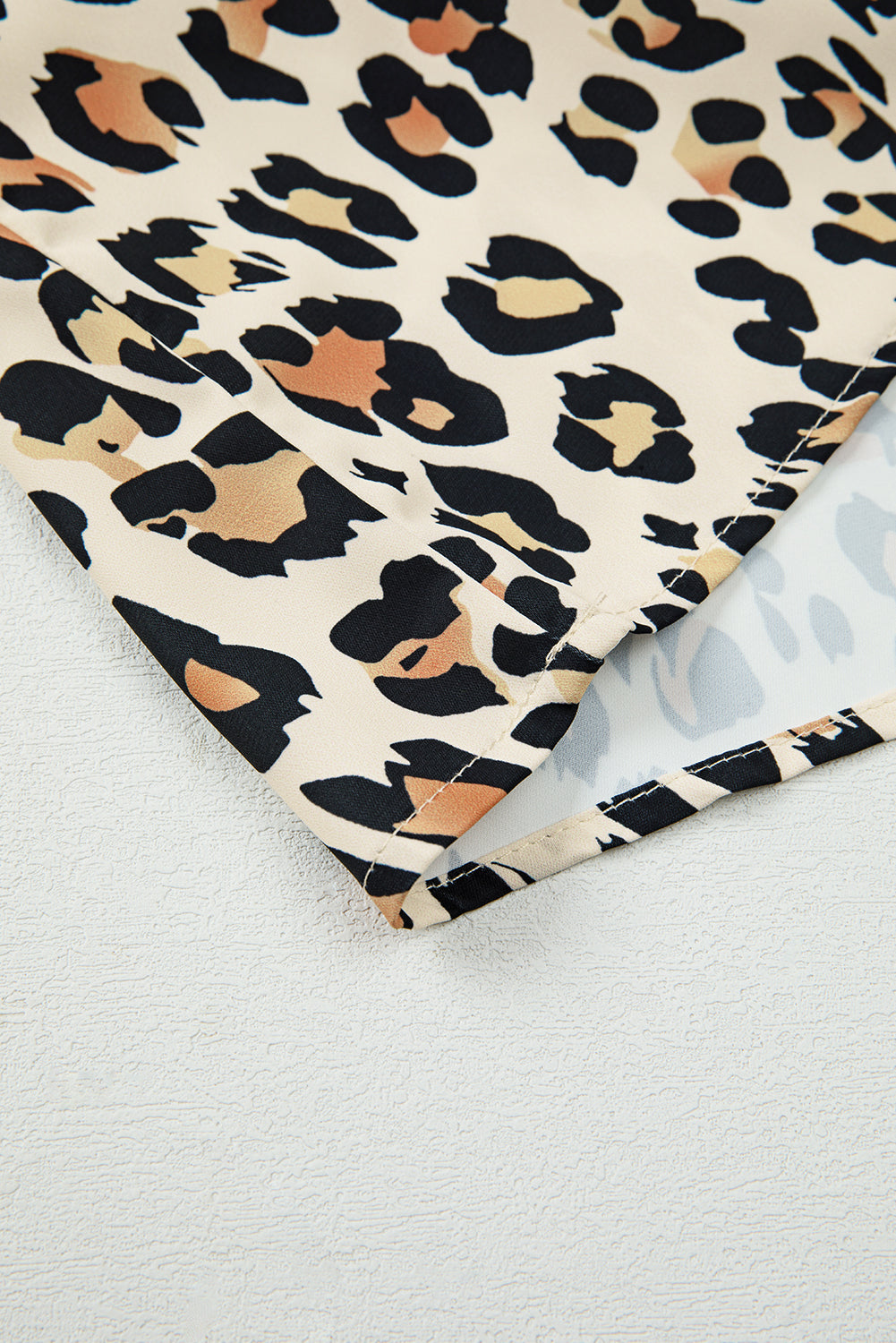 Leopard Contrast Striped V-Neck Loose Fit Blouse - eAura