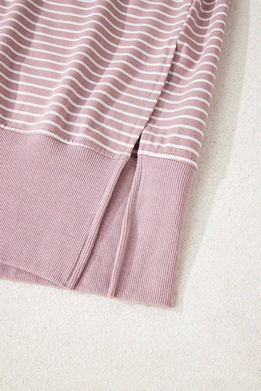 Stripe Thumbhole Side Slits Drop Shoulder Loose Fit Hoodie Dear-Lover Dropshipping