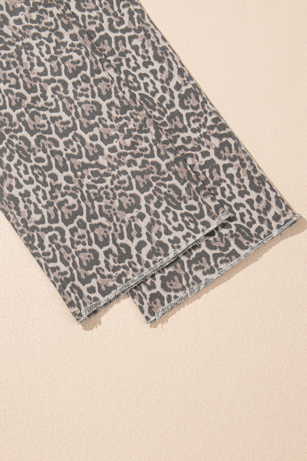 Leopard Frayed Edge Wide Leg High Waist Jeans - eAura