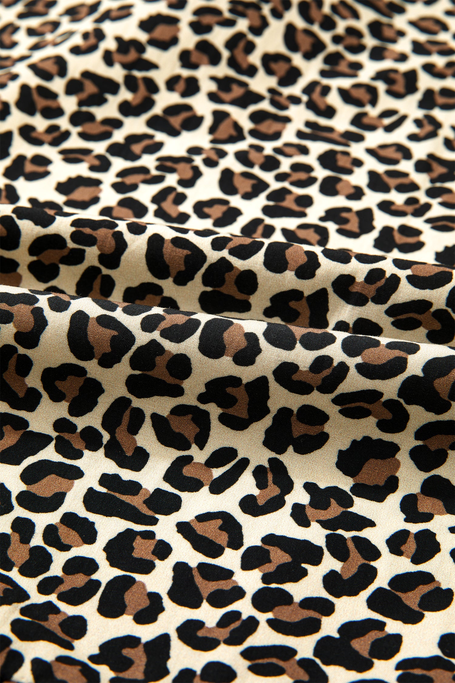 Leopard Print Striped Colour Block Trim V-Neck Bracelet Sleeve Mini Dress