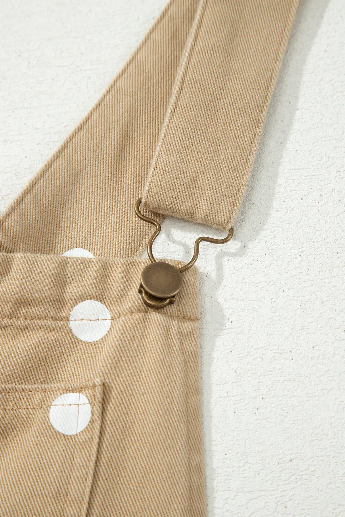 Polka Dot Print Bib Pocket Denim Barrel Overalls