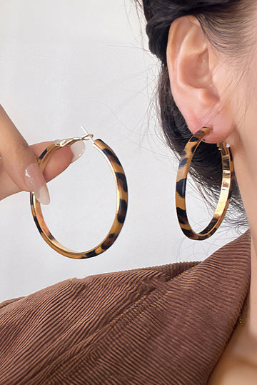 Brown Leopard Print Hoop Earrings